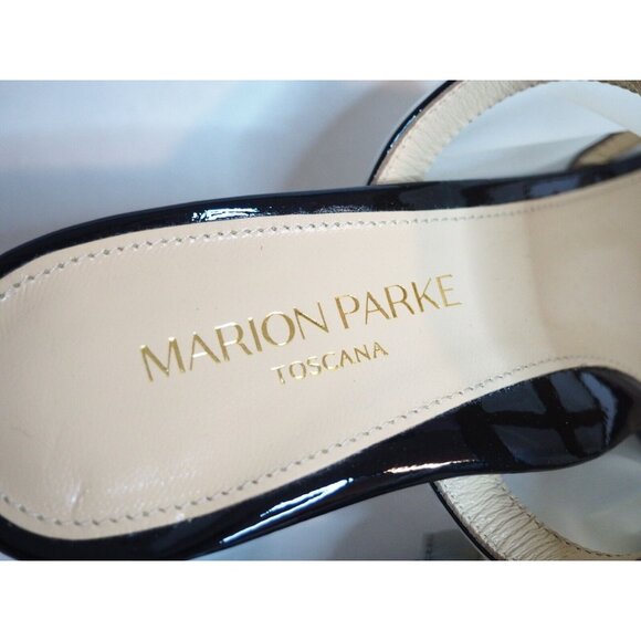 Marion Parke Black Patent Leather & Sheer Plastic Paneled Heels, Size 7 (US) 37 - Picture 9 of 13